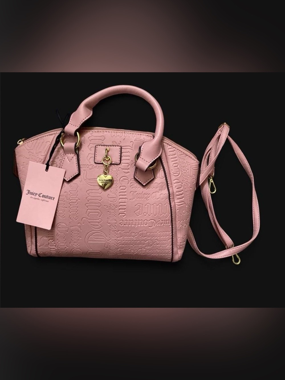 Juicy Couture Blush Pink Embossed Satchel with Gold Heart Charm